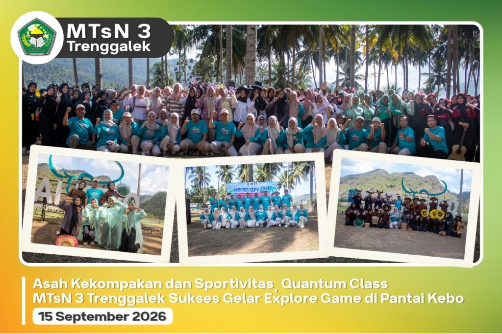 Asah Kekompakan dan Sportivitas, Quantum Class MTsN 3 Trenggalek Sukses Gelar Explore Game di Pantai Kebo
